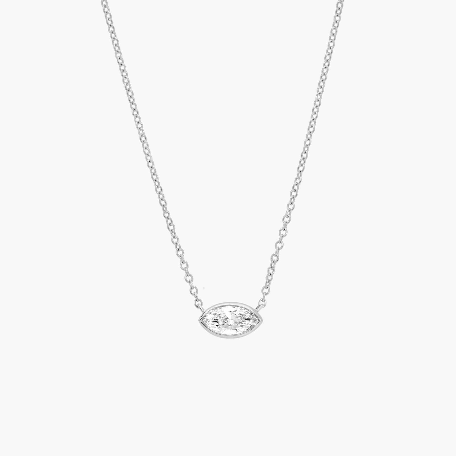 Lumiere Solo Marquise Diamond Pendant in 18K White Gold