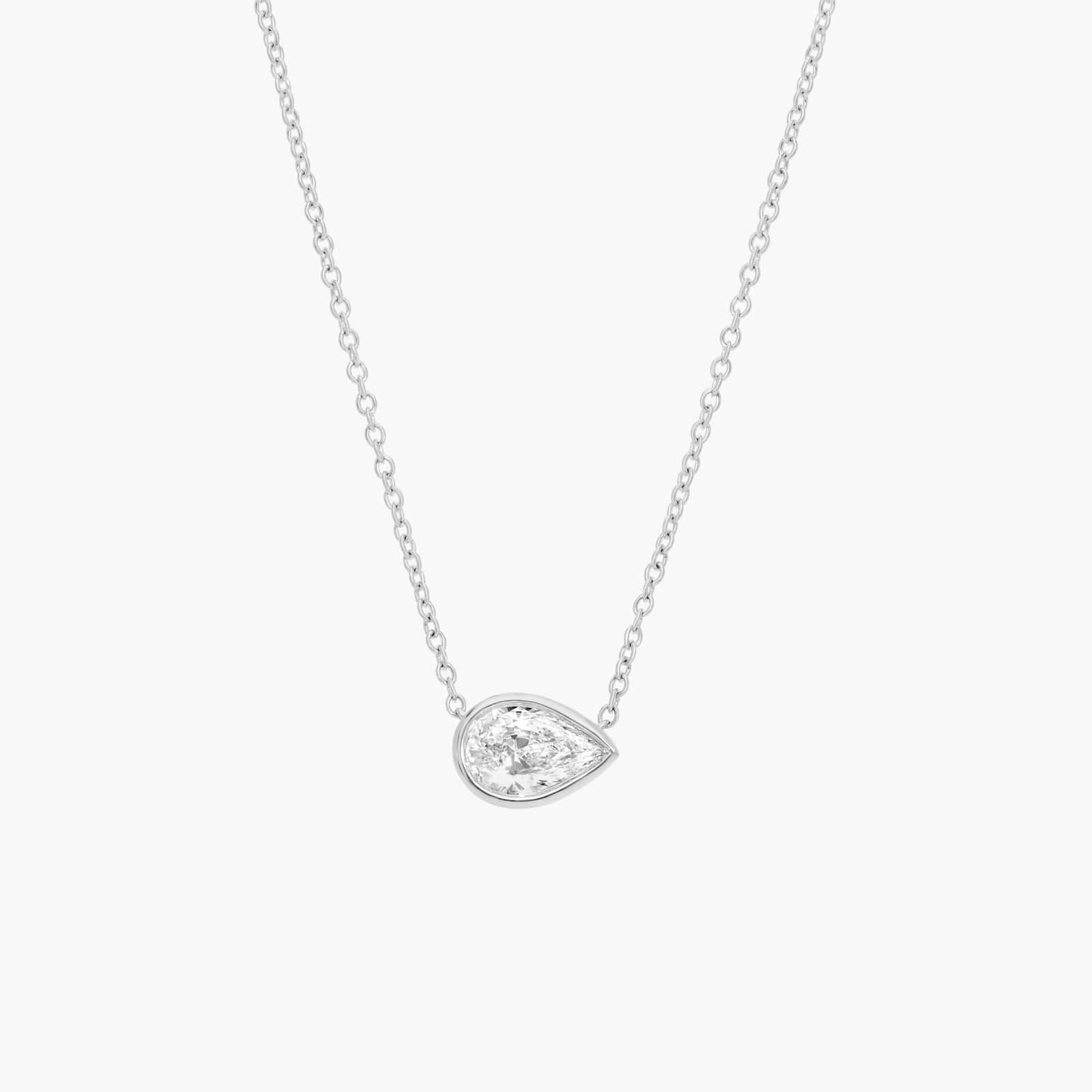 Lumiere Solo Pear Diamond Pendant in 18K White Gold
