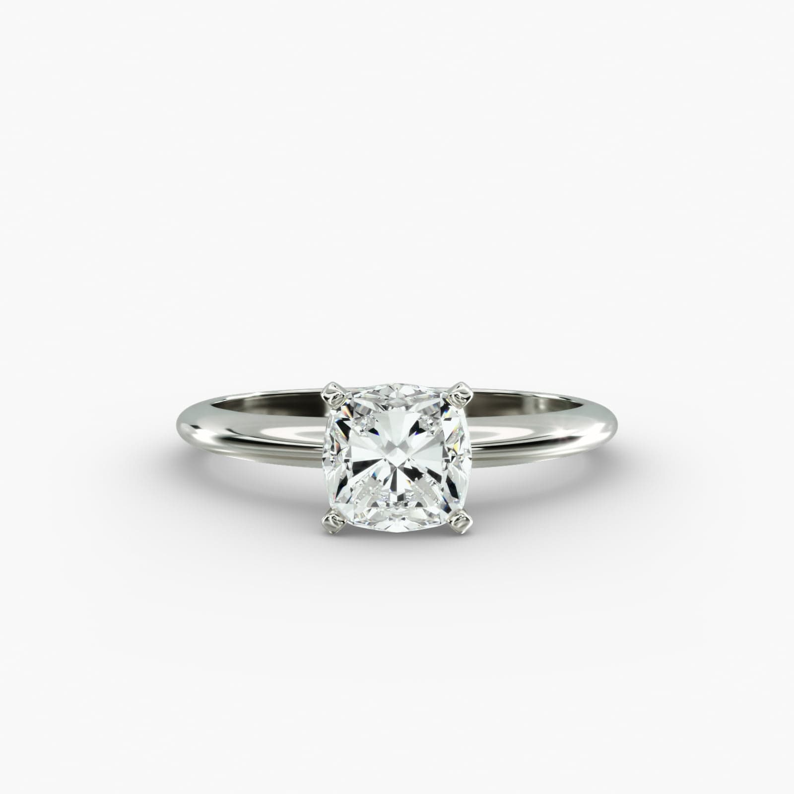 Lumiere Épure Cushion Engagement Ring in 18K White Gold
