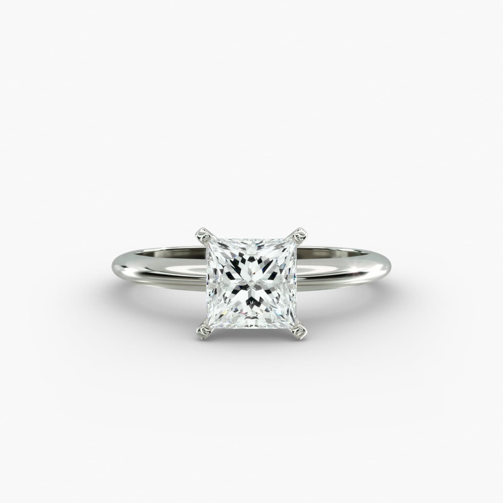 Lumiere Épure Princess Engagement Ring in 18K White Gold