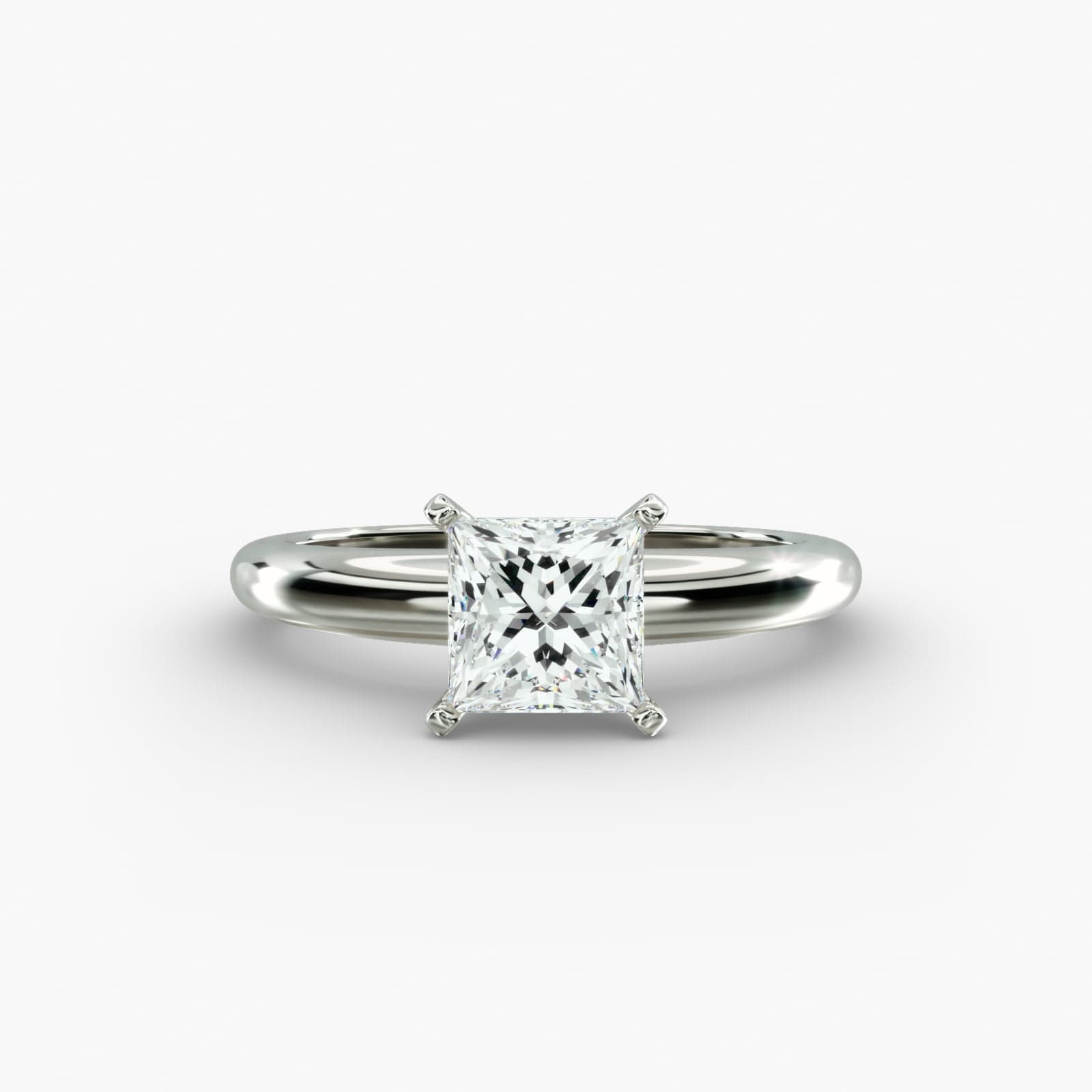 Lumiere Aurelia Princess Cut Engagement Ring in 18K White Gold