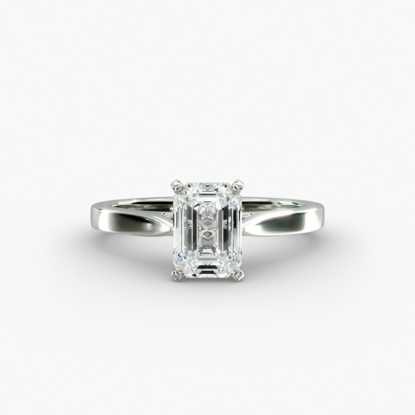 Lumiere Solene Emerald Cut Engagement Ring in 18K White Gold