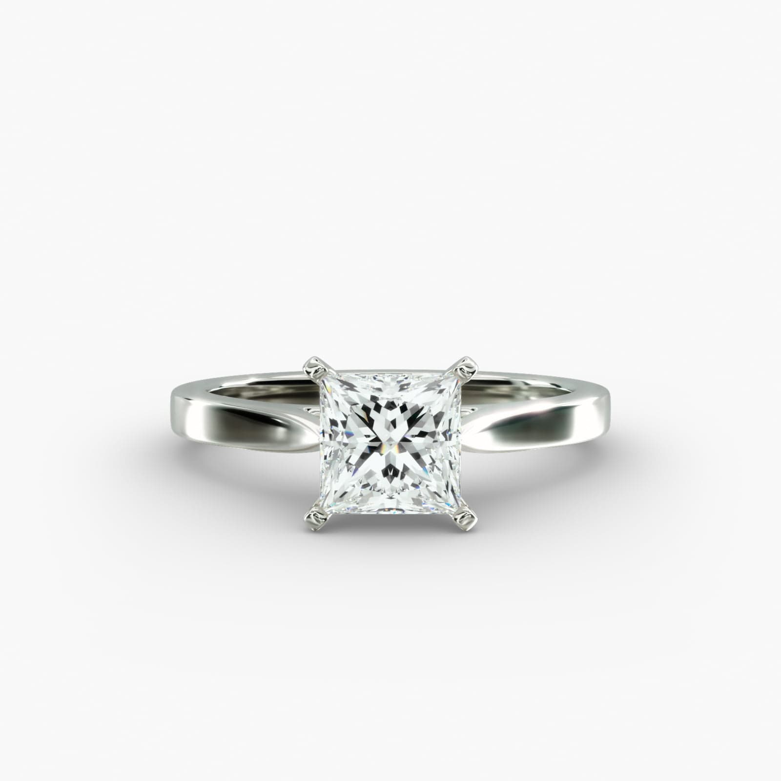 Lumière Solene Princess Cut Engagement Ring in 18K White Gold
