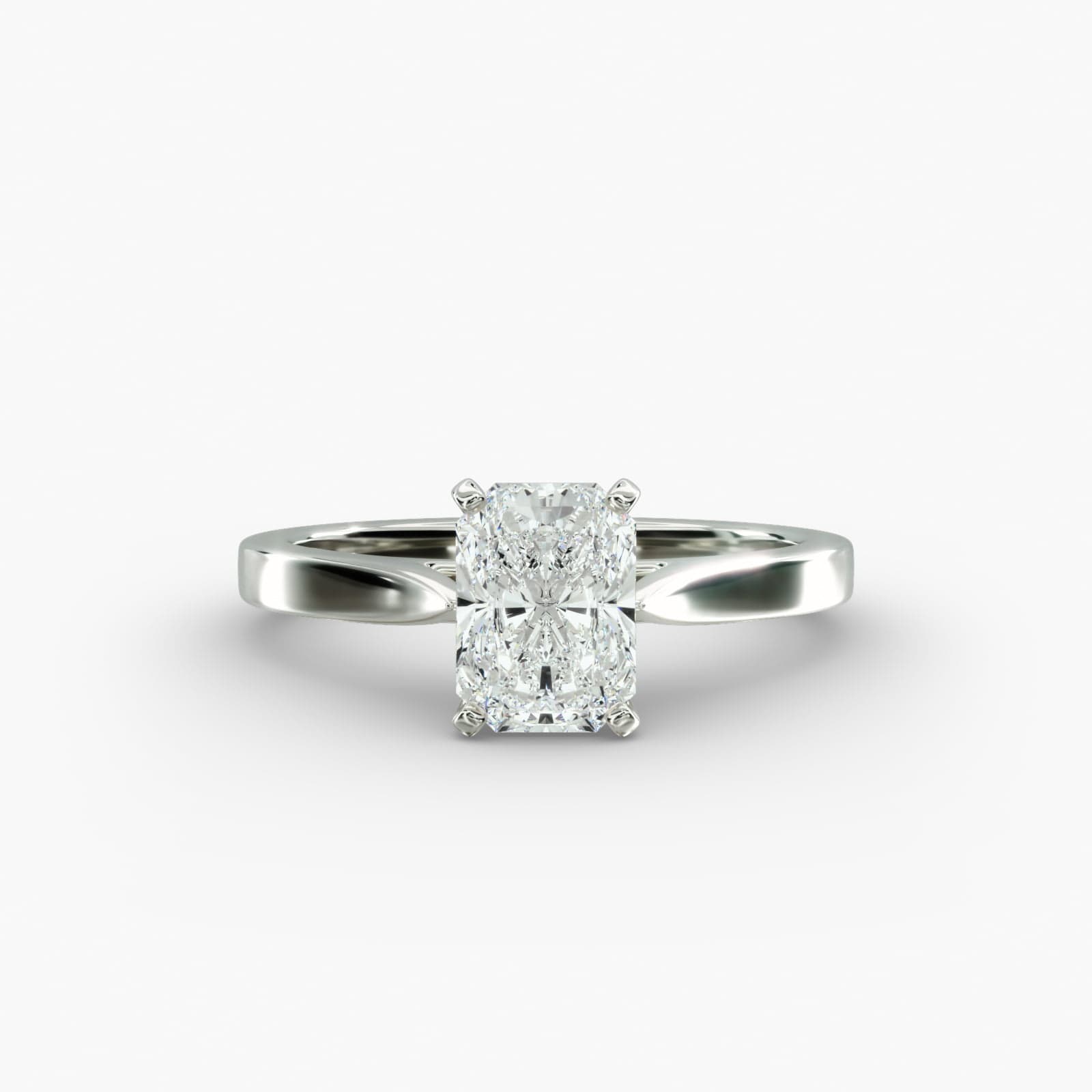 Lumière Solene Radiant Cut Engagement Ring in 18K White Gold